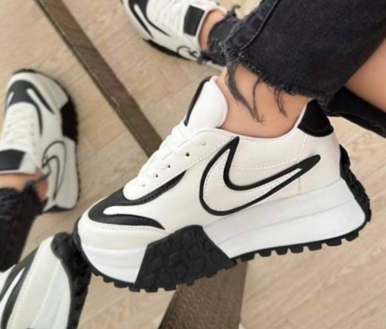 Nike air force  plataforma / Blanco - Negro